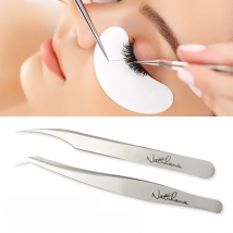 NATUHANA Stainless Steel Eyelashes Tweezers Professional For Lashes Extension Anti-static Eyelash Eyebrow Tweezer Makeup Tools