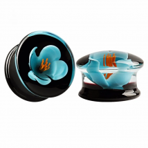 KUBOOZ 1Pair Flower Stone Ear Gauges Natural Plugs, Drum Shape Tunnels 00G, Boho Body Jewelry, Piercing Stretching Kit