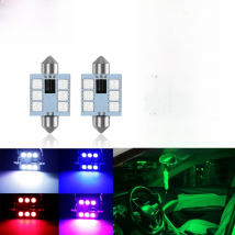 C5W LED RGB Festoon 31mm 36mm 39mm 42mm Car Interior Lights with Remote Control Multicolor Dome Light Reading Lamp Auto 12V