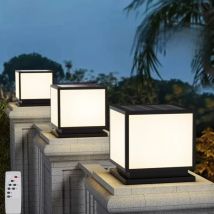 Outdoor LED Solar Column Light Waterproof Solar Lamp with Remote Control 4-color Garden Fence Porch Courtyard Decorative Light