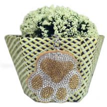 Cartoon Cat Bear Paw Keychain Full Hotfix Crystal Keyring for Women Girls Handmade Jewelry Bag Key Chain Gift