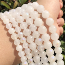 Natural Stone AB White Moonstone Quartz Crystal Loose Beads For Jewelry Making Diy Bracelet Necklace 15Inch 6 8 10 mm