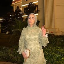 Xijun Green Luxury Evening Dresses 3D Flowers Modest Muslim Prom Dresses Saudi Arabric Long Sleeves Prom Gowns 2025 Customized