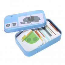Baby Cognition Puzzle Toys Toddler Kids Iron Box Cards Matching Game Cognitive Card Car Fruit Animal Life Puzzle