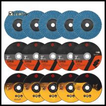 Mini Cutting Disc, Circular Resin Saw Blade, Grinding Wheel for Angle Grinder, Polishing Flap Discs, 75mm, 15Pcs