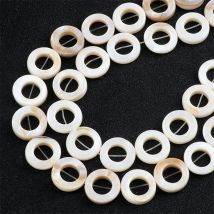 15MM White Natural Color Hollow Circle Freshwater Pearl Natural Mother of Pearl Ring Shape Pendant For DIY Jewelry Bracelet Gift