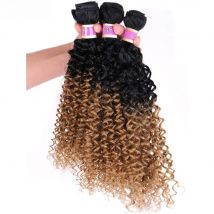Angie Kinky Curly Hair Bundles 16 18 20 Inch  Ombre Synthetic Hair Extensions Two Tone fiber Hair weave 70G/Pcs for women