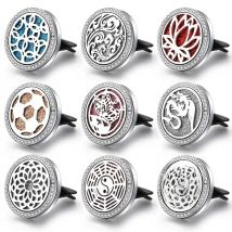 Aroma Zircon Car Air Car Freshener Perfume Locket Stainless Steel Essential Oil Diffuser Car Pendant Car Air Outlet Clip Jewelry