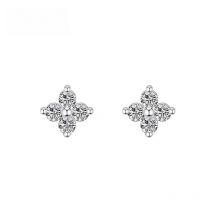 100% Real 925 Sterling Silver Clover Stud Earrings Bright Zircon Earrings For Women Girl Fashion Trendy Jewelry
