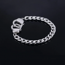 bracelet men's stainless steel handcuffs accessories chain on hand charm Steampunk cuff bracelet punk couple bracelet jewelry