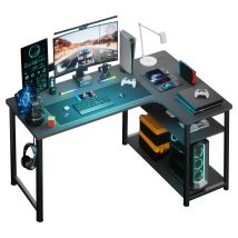 COMHOMA Scrivania Gaming con Scaffale, Tavolo da Computer ad Angolo 100cm a Forma di L, Scrivania per Ufficio e Casa