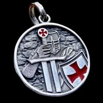 Onlysda Cool Men's Pendant Stainless Steel Red Armor Shield Knight Templar Crusader Cross Necklace Punk Jewelry Drop Shipping