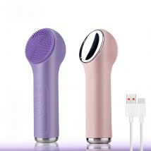 Sonic Warming Facial Cleansing Brush Waterproof Rechargeab Scrubber Exfoliating Vibrating Deep Clean Face Cleaner Skin Care Tool