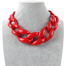 FishSheep Vintage Big Acrylic Red Choker Necklace for Women Punk Large Resin Chunky Chain Collar Pendants Necklaces Jewelry Gift