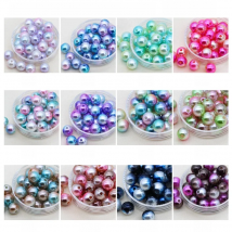 Fashion 3/4/6/8/10/12mm Round Pearl Gradient Magic Mermaid ABS Pearls Bead with 2Holes Crafts for Apparel Sewing jewelry Making