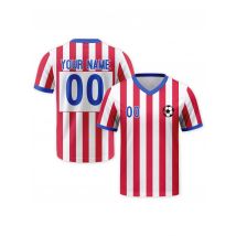 Benutzerdefiniertes Fußballtrikot, personalisierbar, rot-weißes Fußballmannschaftsshirt mit Logo, Name und Nummer, Fußballliebhaber, Geschenke, Fan für Männer, Frauen, Jugendliche