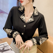 Chiffon Women's Blouse Large Size Embroidery Shirt Summer Elegant Long Sleeves Loose Korean Style Top Female Clothing