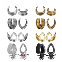 EARKUO Trendy Popular Semicircle Wing Octopus Copper Ear Piercing Tunnels Fashion Body Jewelry Ear Gauges Stretchers 2PCS