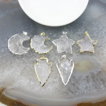Rough Quartz Star Moon Pendants Natural Crystal Crescent Arrow Charms DIY Necklace Summer Jewelry Making Accessories