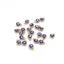 30pcs Gold Silver Color Lucky Evil Eye Beads Pendent connector jewelry accessories Bead Bracelet Necklace Charm For Diy Handmade