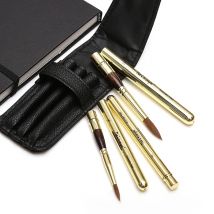 Dainayw Travel Watercolor Brushes, 3 Pcs Kolinsky Sable Hair Artist Paint Brush for Watercolor Ink Gouache Painting with PU Bag