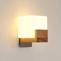 Lampada da parete per interni in legno, lampada da parete moderna G9 quadrata, apparecchi di illuminazione da parete 3000K/4500K/6500K per scale del corridoio