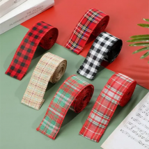 6 M/Roll Ribbon Imitation Hemp Ribbon Wire Wire Edge Linen Plaid Ribbon Christmas Decoration For Present Wreath Christmas Tree