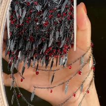 New 0.5/1/2Meter Red Zirconia Feather Copper Clad Iron Gunblack Chains Link for Bracelet Necklace DIY Jewelry Making Accessories