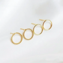 10MM 14K Gold Plated Brass Round Stud Earrings High Quality Jewelry Making Supplies Diy Accessories