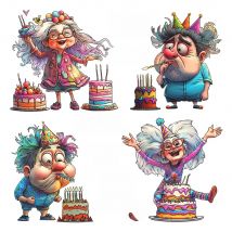 Mangocraft Happy Birthday To Funny Old Lady & Man Clear Stamp DIY Scrapbooking Supplies Silicone Stamp For Cards Albums Decor