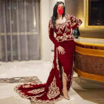 Smileven Karakou Algerian Caftan Formal Evening Dresses 4 Peices Detachable Belt Prom Dress Arabic Evening Party Gowns Customize