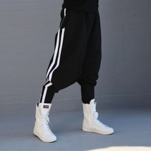 Oshoplive Fitness Black Loose Striped Empire Harem Sports Pants Fashion Female Autumn Sportswear Bottom For Women 2024 New