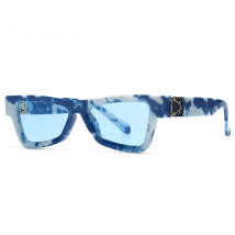 SO&EI Retro Cat Eye Women Luxury Sunglasses Fashion Brand Designer Blue White Pattern Eyewear Men Vintage Shades UV400