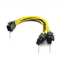 6 Pin PCI Express to Dual PCIE 8 (6+2) Pin Power Cable 20cm Motherboard Graphics Card PCI-E GPU Power Data Cable Splitter