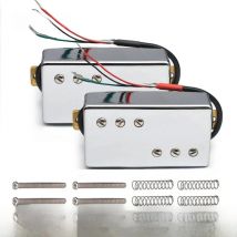 Brass Cover LP Guitar Humbucker Pickup 4 Coil Cable 7.5k/15k Coil Splitting Pickup Two Line 3+3 Chrome