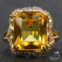 Joiashome Luxury Charms Ring 925 Sterling Silver Jewelry With Square Shaped Citrine Gemstone Wedding Engagement Rings Size 6-10