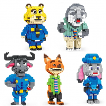 445pcs+ Zootopia Mini Blocks Cartoon Flash Judy Hopps Nick Fox Chief Bogo Figures Disney Micro