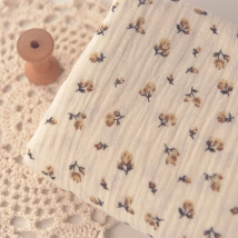 Half Meter Pastoral Little Yellow Flower Print 2 Layers 100% Cotton Fabric For Overcoat Dress Sofa Cover Handmade DIY A75