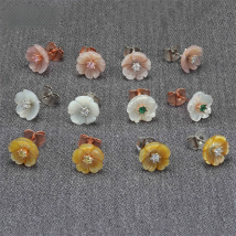 LAYA Real 925 Sterling Silver Fashion Natural Shell Flower High Quality Zircon Earrings Of Women Simple Fine Jewelry Accessories