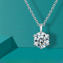 K.NOBSPIN 2.0ct VVS1 D Color Moissanite Necklace 925 Soild Sterling Sliver Chain with Certificate Fine Jewelry for Woman
