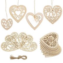 10pcs 5-8cm Mr Mrs Love Heart Shaped Wooden Pendant Rustic Wedding Decoration DIY Wood Crafts Centerpieces Wedding Supplies