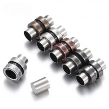 Stainless Steel Magnetic Clasps Column Hole 6mm Leather Cord Clasp Bracelet Magnet Buckle DIY Jewelry Making Supplies