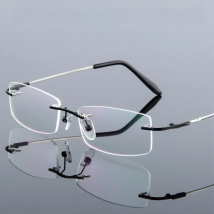 Anti Blue Light Titanium Alloy Framless Square Myopia Glasses Women Men Rimless Prescription Eyeglasses 0 -0.5 -0.75 To -6.0