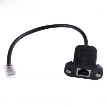 25cm rj12 6p6c telephone female socket to male adapter jumper lan network ethernet bulkhead panel mount extension cable