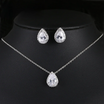 Nigerian Water Drop Cubic Zirconia Wedding Jewelry Sets inlay Luxury Crystal Bridal Jewelry Set Gifts For Bridesmaids AS099
