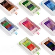 DIYDAY 16rows Mix Color Eyelash Extension Pink Brown Fluorescent Multicolor Lashes Individual Gradient Colored False Mink Lashes