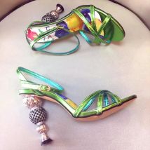 Rhinestone Gourd Heel Design Ladies High Heel Sandals Round Toe Weird Heel Fashion Party High Heel Sandals