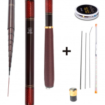 Goture Carbon Fiber Telescopic Fishing Rod Kit 3-7.2m Tenkara Rod with Spare Tips,With Floats Rig Set Stream Freshwater Hand Rod