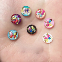 New 80pcs Acrylic 10mm Round Delicate Butterflies Gem Flatback Rhinestone Scrapbook Ornaments DIY W39