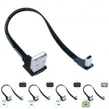 Flat soft elbow MINI USB data charging line up and down left and right T port USB car MP3 universal data cable 10CM